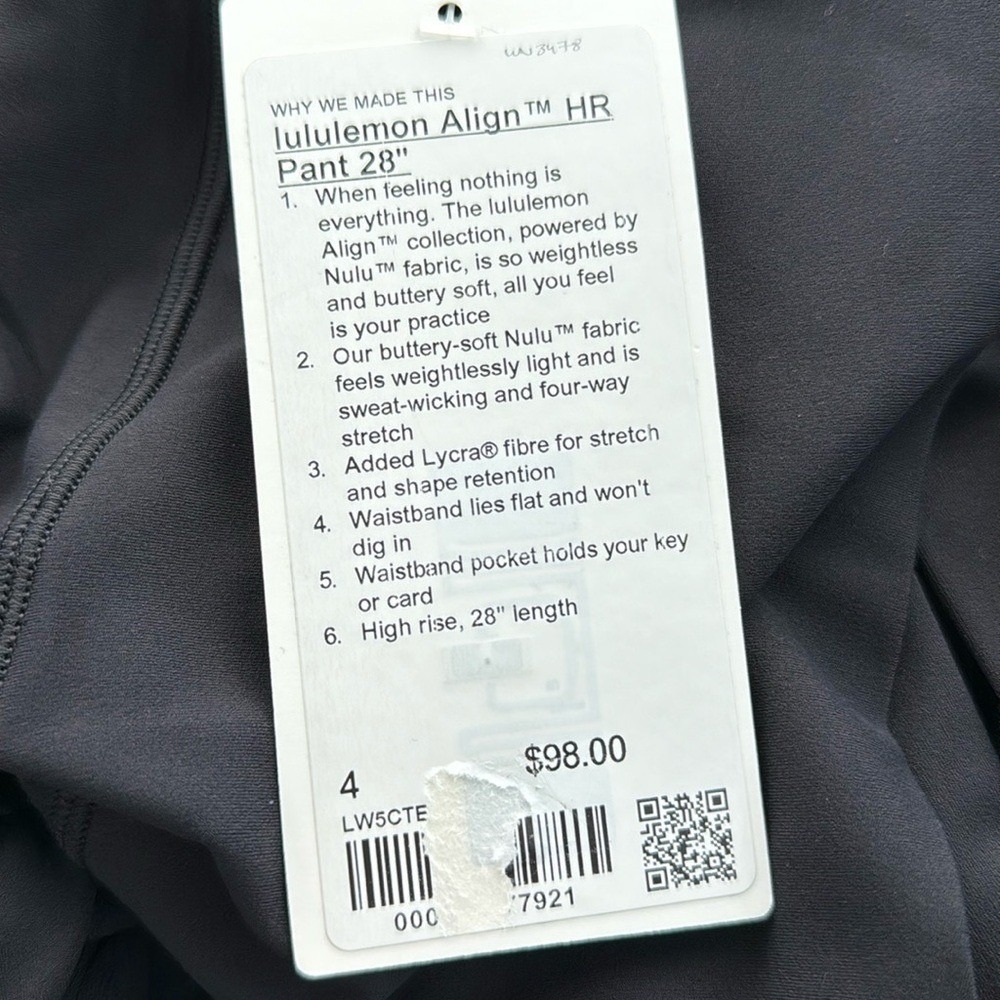Lululemon Align High-Rise Pant 28" Black Size 4 NWT leggings - Picture 3 of 5